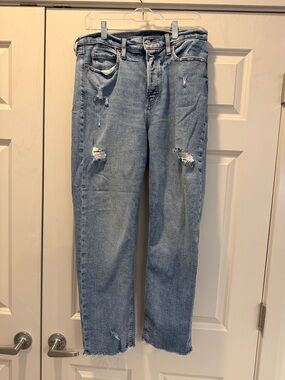 Old Navy Light Wash Distressed Straight-Leg Jeans